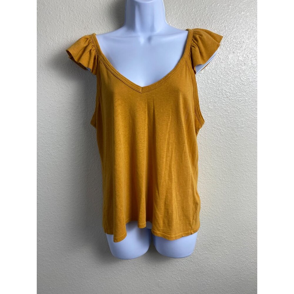 Nation LTD Los Angeles Aven Cami V-neck Ruffles Women size Large Yellow Orange